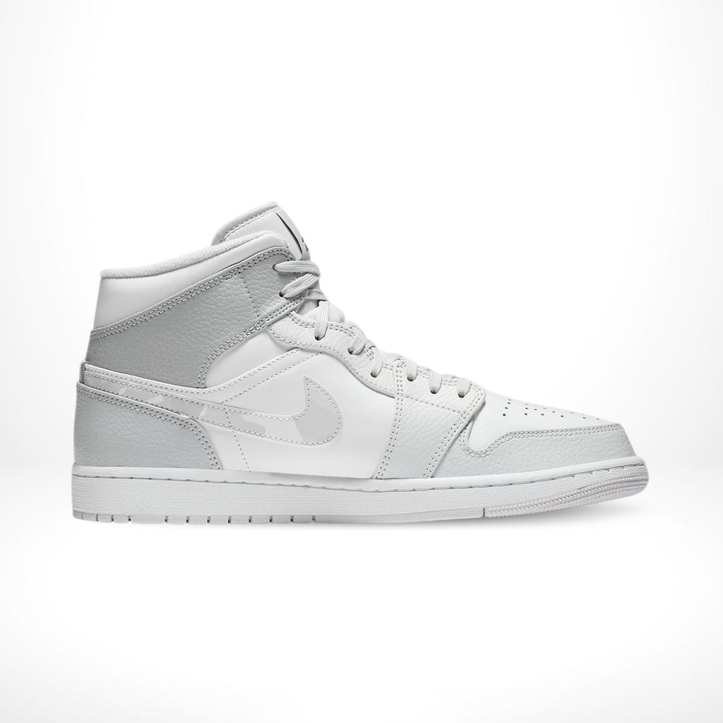 Air Jordan 1 Mid Swoosh Logo Grey Camo White